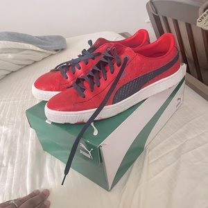 Red and blue Puma Basket classic star sneakers for Men! Size 11